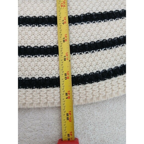 Dazy Womens Cardigan Sweater White Black Striped Size Medium Button Pockets - Picture 13 of 16